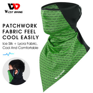 WEST BIKING Suit Summer Ice Fabric Cycling Face Masks UV Protection Breathable Sport Scarf Ear Hanging Bike Bandanas Face Mask