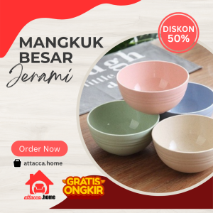 Mangkok Jerami Gandum Besar Unik Lucu dan Cantik Mangkuk Sup Tahan Panas Tebal 1 Set Lengkap Murah Cuci Gudang