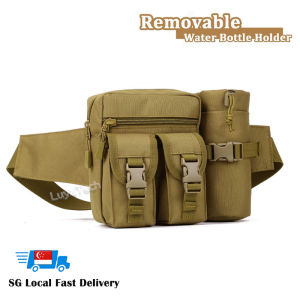 Tactical Fanny Pack Waist Bag [SG Fast Delivery] Hip Belt Bag with Water Bottle Pocket Holder Outdoor Fishing Hiking Climbing Motors Saddlebag