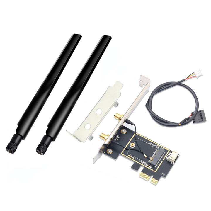 M.2 ke PCI Express Wireless Adapter Converter dengan antena 2x NGFF M.2 ...