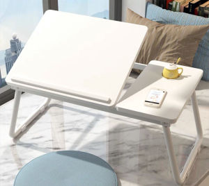 Foldable Bedside Table Adjustable Height Laptop Table for Study and Office