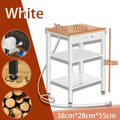 Global 3Layer Side Shelf With Socket Storage Nordic Bed Table Sofa Side Rack Microwave Oven Rack