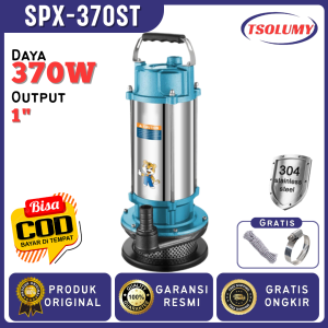 Pompa Celup Multifungsi TSOLUMY Stainless Steel 370W 1inch untuk Kolam/Ikan/Banjir - Kapasitas 1600L/H