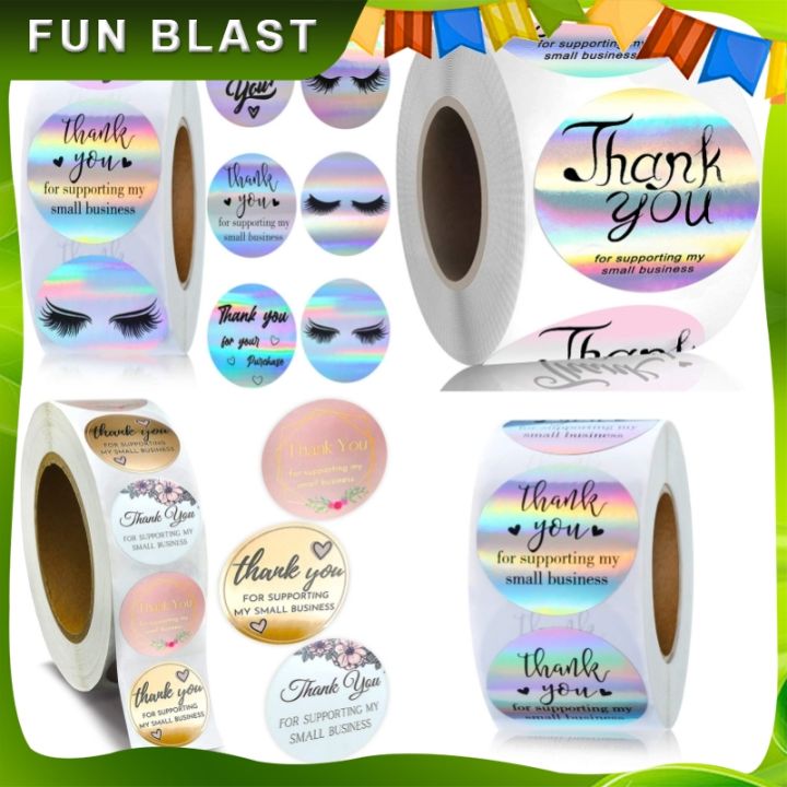 500pcs Rainbow Laser Thank You Stickers 1inch Small Business Stickers ...