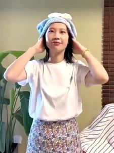 Khăn trùm đầu hình nơ – Vải cotton & nhung san hô thấm hút tốt chất lượng đường may chắc chắn