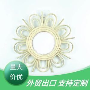 LZD  Wicker Dressing Mirror Rattan Mirror Bed & Breakfast Living Room Entrance Decorative Mirror Wall Hanging Decoration Art Shooting Hanging Mirror