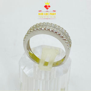 Nhẫn nữ bạc 950 xi bạch kim mẫu xoàn full baguet Nhẫn bạc nữ đeo ngón trỏ mạ vàng trắng Nhẫn ngón cái nhỏ đẹp Nhẫn ngón út thiết kế thanh lịch và đẳng cấp - KIM LỘC PHÁT NFX-02