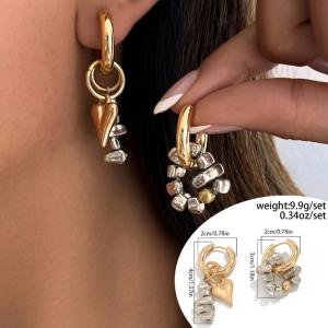 Hmeme Cổ Điển Bất Quen Thiết Kế Độc Đáo Bead Hình Trái Tim Mặt Dây Chuyền Trang Sức Set Cho Phụ Nữ Vòng Tay Vòng Cổ Vòng Quà Tặng