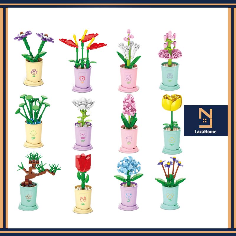 Lazahome fleurs en pot à construire kit de blocs assemblage_voghion.com