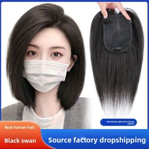 10*13-25/30cm 100% tóc người miếng tóc tóc thay thế che phủ tóc trắng tóc giả thoáng khí và nhẹ tăng thể tích tóc cho phụ nữ