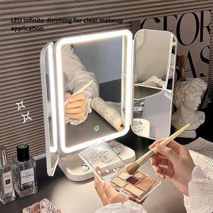 LED Mirror Folding Makeup Mirror with Light LED Mirror Adjustable Brightness Rechargeable Mirror Travel