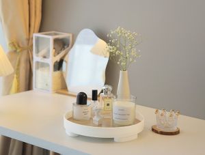 {{พร้อมส่ง}} ถาดใส่ของ ถาดใส่เครื่องสำอาง ถาดใส่ของโชว์ ทรงกลม สวย