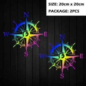 Kail 20cm Outdoor Compass Graphic Vinyl Sticker/Waterproof Off-Road Decal/Motorcycle Fuel Tank Helmet Windshield Travel Ornament Q8H3K