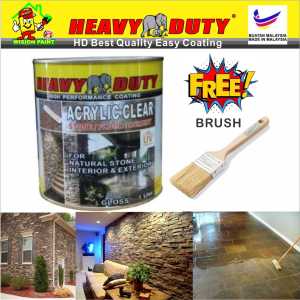 1L ACRYLIC CLEAR HEAVY DUTY ( CLEAR GLOSS ) ( free 1 brush 1.5" ) EXTERIOR & INTERIOR Stone & Slate Finish PAINT