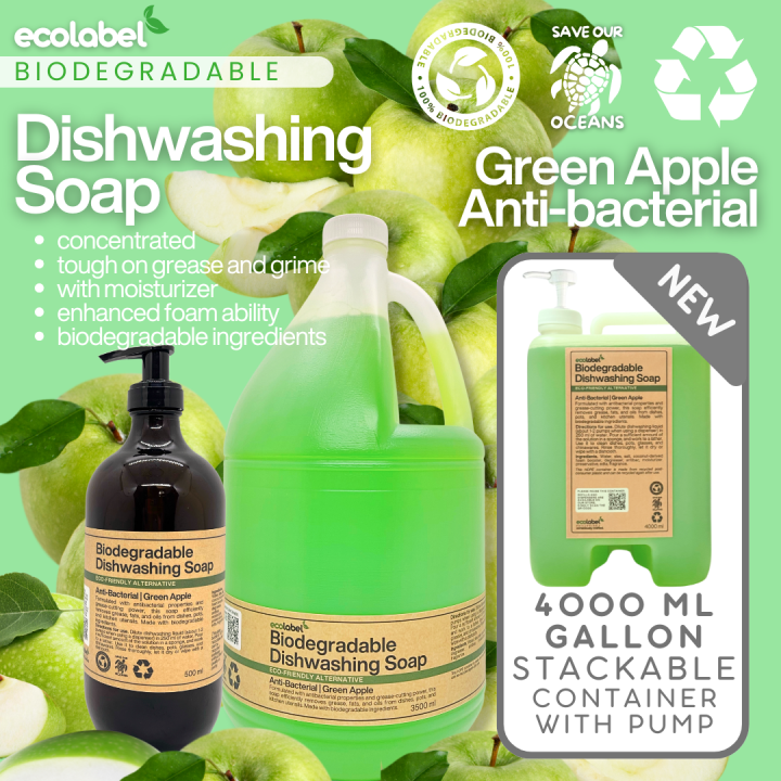Eco-friendly Dishwashing Liquid Soap Green Apple Scent 100% ...