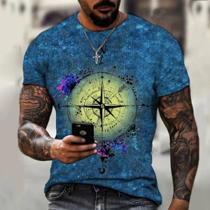 [Local Stock] VCC Fashion Map T Shirt Mens Harajuku Pattern Tees Summer Street Loose T-Shirts Short Sleeves Round Neck Tops 3D Printed World