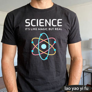 [Local Stock] HBESTY  Science Its Like Magic But Real Men T Shirt Atom Orbit Graphic Science Lover Trendy Versatile Mens Short Sleeve T-Shirt