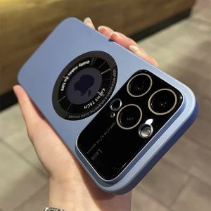 Hard Case Kompatibel untuk Iphone 15 Iphone 15 Plus Iphone 15 Pro Iphone 15 Pro Max dengan Magsafe Big Window Ring Lensa Kamera Perlindungan Penuh Liquid Silicone Anti-selip Anti-gores Anti-debu