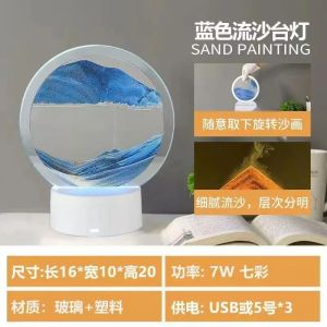 LED RGB Sandscape Lamp 3D Moving Sand Art Frame Night Light with Remote with 16 Colors Hourglass Light 3D Deep Sea Display