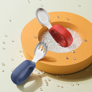 【Comfy Cove】พร้อมส่ง เครื่องใช้บนโต๊ะอาหารสแตนเลส 304 ช้อนส้อมฝึกหัดกินข้าวเด็ก