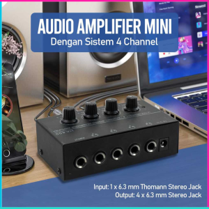 COD Cepat MicroAMP Audio Amplifier Mini Headphone 4 Channel Stereo LEEDOAR / Mini Ampli Stereo Headphone Ampli penguat Suara Mic alat musik amplifer karoke terbaik - HA400