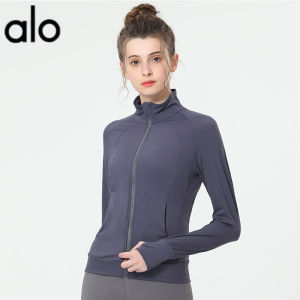 Al0-yoga Cross-Border Sports Jacket for Women Slim Fit Stretch Quick-Dry Yoga Top Long Sleeve Running Training Fitness Shirt  -ALO