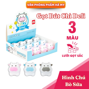 Dụng Cụ Chuốt Bút Chì Gọt Bút Chì Deli 68654 - Hình Bò Sữa Nhiều Màu Dễ Thương Tiện Dụng