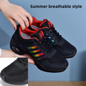 Dance Sneakers For Woman Jazz Shoes Mesh Modern Outsole Dance Sneakers Breathable Lightweight Dancing Fitness Shoes For Women