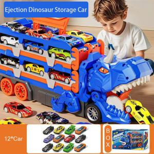 157CM Dinosaur Toy Transformation Truck with Free 12Pcs Alloy DieCast Car Education Toy Novelty Dinosaur Swallowing