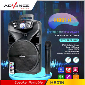 ADVANCE 8 inchs Wireless Bluebooth Speaker Portable 2400mah FM Radio Xtra Power Sound H801N Mic Speaker
