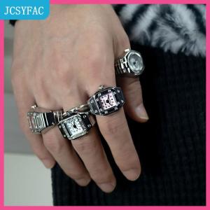 JCSYFAC  Nhẫn cổ điển Punk Quartz Xem nhẫn cho vài phụ nữ người đàn ông hip hop mát đàn hồi co giãn xem Nhẫn Ngón Tay Cá Tính Phụ Kiện hip-hop