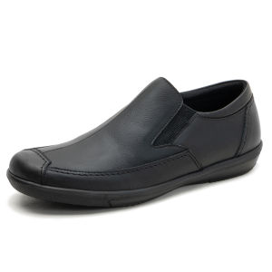 Sepatu Casual Slip On Pria Formal Hitam Kulit  Handmade MCL101 HITAM