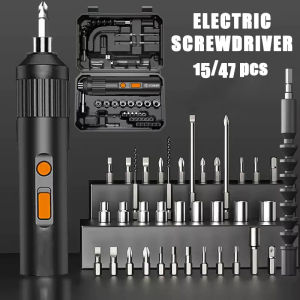 47PCS Electric Screwdriver Handheld Cordless Electric Drill Rechargeable USB Repair Tools