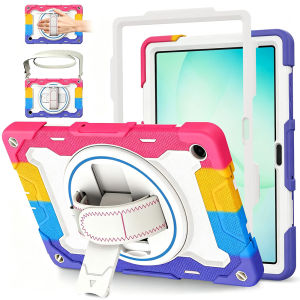 Kids 360°Rotating Stand Case with Shoulder Strap/Pencil Holder Heavy Duty Shockproof Protective Tablet Case for Samsung Galaxy Tab A11 Plus/S11/S10 Lite/S10 Fe/S9 FE/S9/S6 Lite/A9 Plus/A8/A7 Lite