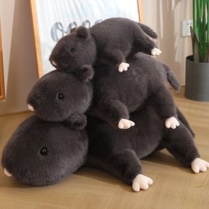 35/50/70cm Simulation Big Black Mouse Plush Toys Funny Lying Rat Pillow Stuffed Animal Dolls Interesting Room Decor Gift