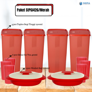 INDRA Paket Toples Plastik Segi Tinggi 2.5L/StPGi426/SET isi 12 pcs