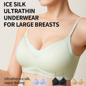 Liquid Foundation Ice Silk Seamless Underwear Summer Thin Invisible Bra Wireless Push Up Bra Ultra-Thin Spaghetti Strap Vest Comfortable Underwear Plus Size