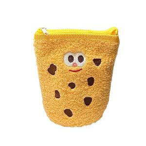 SDFBN Large Capacity Cookies Plush Pen Bag Foldable Vertically Snack Cookies Cartoon Cookies Plush Bag Signature Pen Storage Zipper Cookies Plush Pencil Pouch Student
