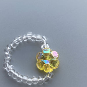 ELORA - Ring Cincin Crystal Transparan Putih Simple Aesthetic Aksen Bunga Warna Warni Aksesoris Fashion Untuk Wanita Korea Style by Ohellow Studios