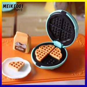 MEIKE001 ชุดเครื่องปิ้งขนมปังวาฟเฟิลขนาดเล็กสำหรับ1:12โมเดลอาหารอุปกรณ์ประกอบฉากของเล่นครัวตุ๊กตาอุปกรณ์ DIY