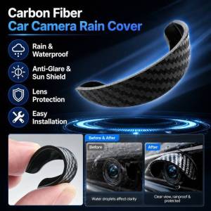 Car Carbon Fiber Camera Rain Cover For Cars/Universal Fit/Weatherproof Protection For Rear View Cameras/Ideal For Car Owners