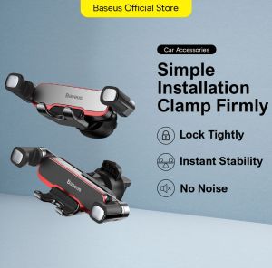 Baseus Car Phone Holder for Car Air Vent Mount Cell Phone Support Phone Holder Stand for 4.7-6.5 inch phones for  iPhone Samsung Metal Gravity Phone Hold