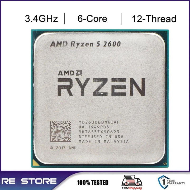 Amd R5 2600 AMD Ryzen 5 R5 2600 Processor 3.4GHz 6-Core 12-Thread 65W CPU LGA AM4 ...