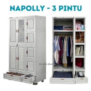 LEMARI PLASTIK 5 PINTU NAPOLLY MIDICAB 5412 GANTUNG RAK KACA KUNCI LACI [NAPBOX]