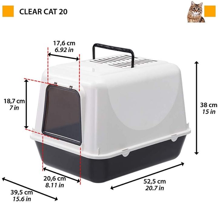 Ferplast CLEAR CAT 20 Cat Litter Box ( 15.5 x 20.5 x 15 inches ) Large