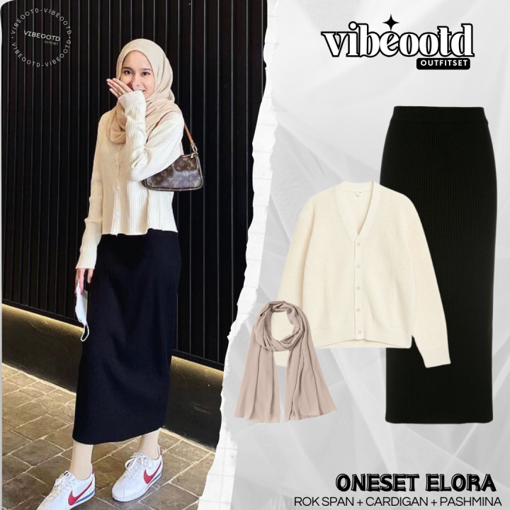 Elora Outfit Set Wanita Hijab Bawahan Rok Span Basic Panjang