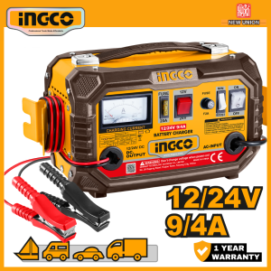 INGCO BATTERY CHARGER 12V/24V | BOOST CURRENT 12A & RATED CURRENT 9A/4A | ING-CB1601