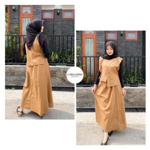 HELGA SET - FLOTTILICIOUS / Baju Setelan Wanita Rok & Vest Polos Tali Samping Fashion Wanita Kekinian Baju Kerja Casual
