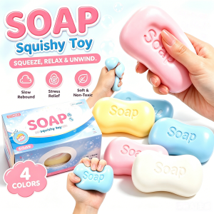 Fun Soap Shaped Squishy Toy Slow Rebound Sensory Fidget Stress Relief Squeeze Decompression Fidgety Pinching Toy Anxiety Relief Gift