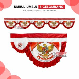 Bendera Umbul Umbul Merah Putih Garuda / Bendera Background Garuda Panjang 5 Gelombang ± 4M